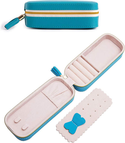 Small Travel Jewelry Organizers Box for Women with PU Leather Portable | Mini Jewelry Case with Compartments for Necklace Rings Earrings,Luxury Giftable Boxes Gifts