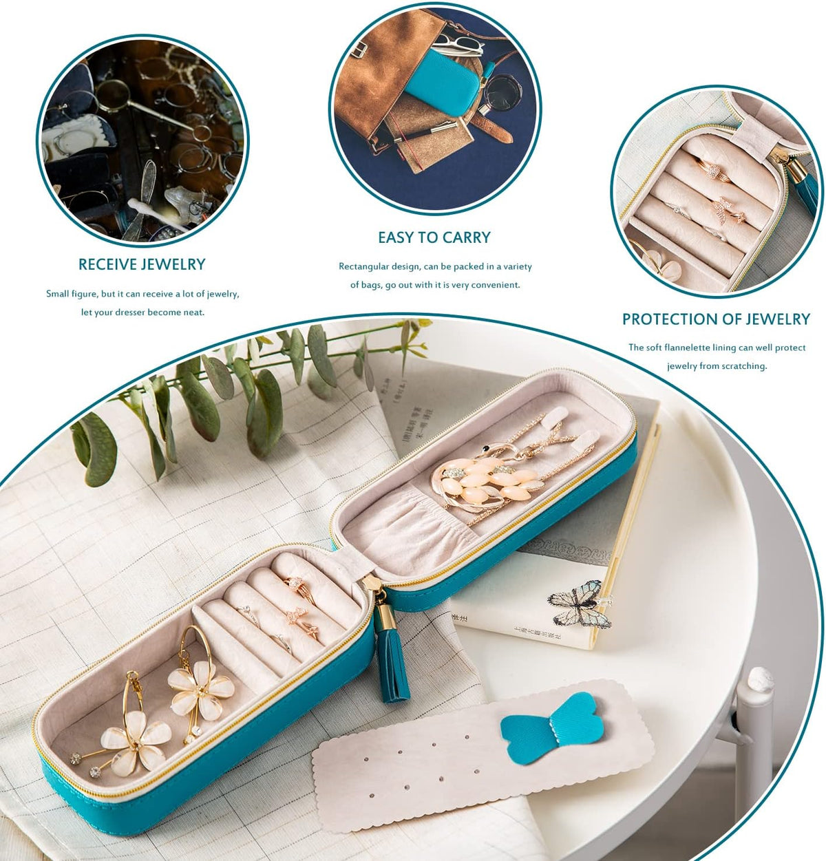 Small Travel Jewelry Organizers Box for Women with PU Leather Portable | Mini Jewelry Case with Compartments for Necklace Rings Earrings,Luxury Giftable Boxes Gifts
