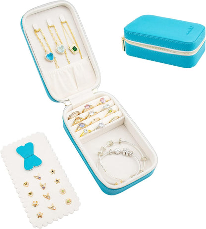 Small Travel Jewelry Organizers Box for Women with PU Leather Portable | Mini Jewelry Case with Compartments for Necklace Rings Earrings,Luxury Giftable Boxes Gifts