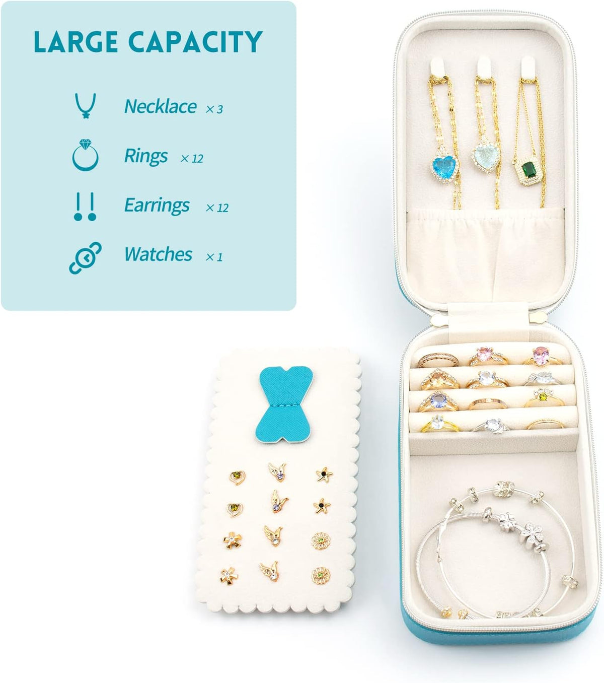 Small Travel Jewelry Organizers Box for Women with PU Leather Portable | Mini Jewelry Case with Compartments for Necklace Rings Earrings,Luxury Giftable Boxes Gifts