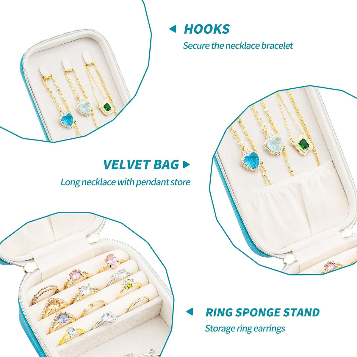 Small Travel Jewelry Organizers Box for Women with PU Leather Portable | Mini Jewelry Case with Compartments for Necklace Rings Earrings,Luxury Giftable Boxes Gifts