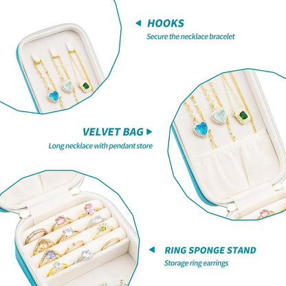 Small Travel Jewelry Organizers Box for Women with PU Leather Portable | Mini Jewelry Case with Compartments for Necklace Rings Earrings,Luxury Giftable Boxes Gifts