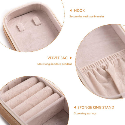 Small Travel Jewelry Organizers Box for Women with PU Leather Portable | Mini Jewelry Case with Compartments for Necklace Rings Earrings,Luxury Giftable Boxes Gifts