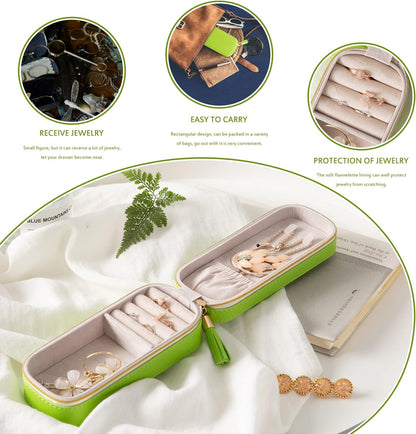 Small Travel Jewelry Organizers Box for Women with PU Leather Portable | Mini Jewelry Case with Compartments for Necklace Rings Earrings,Luxury Giftable Boxes Gifts