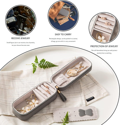 Small Travel Jewelry Organizers Box for Women with PU Leather Portable | Mini Jewelry Case with Compartments for Necklace Rings Earrings,Luxury Giftable Boxes Gifts