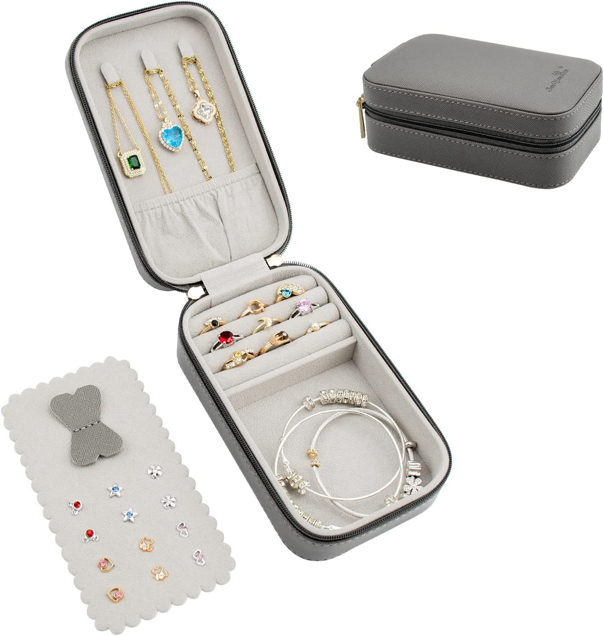 Small Travel Jewelry Organizers Box for Women with PU Leather Portable | Mini Jewelry Case with Compartments for Necklace Rings Earrings,Luxury Giftable Boxes Gifts