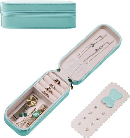 Small Travel Jewelry Organizers Box for Women with PU Leather Portable | Mini Jewelry Case with Compartments for Necklace Rings Earrings,Luxury Giftable Boxes Gifts