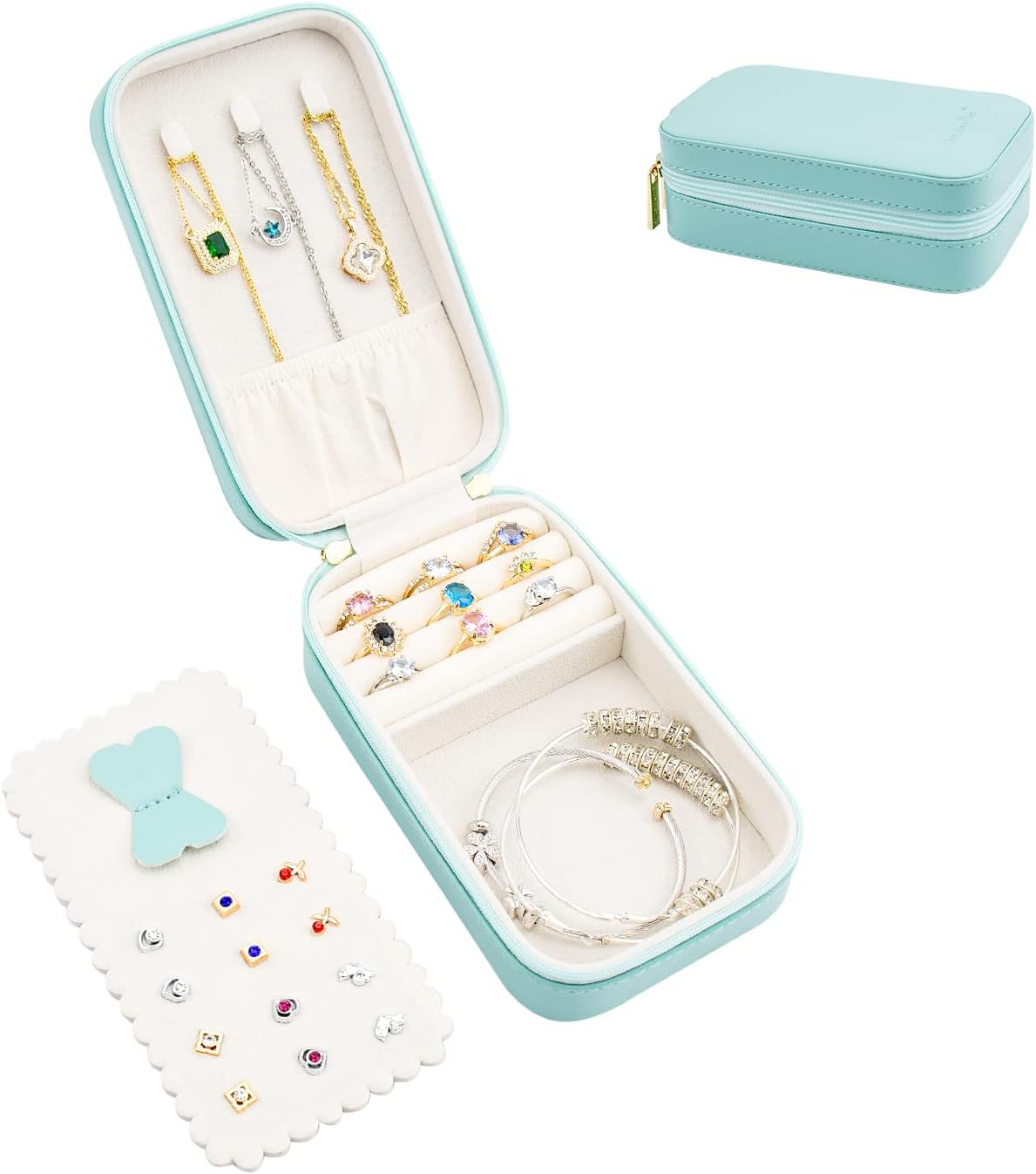 Small Travel Jewelry Organizers Box for Women with PU Leather Portable | Mini Jewelry Case with Compartments for Necklace Rings Earrings,Luxury Giftable Boxes Gifts