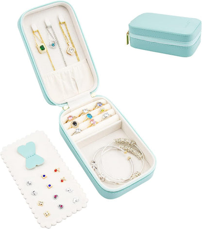 Small Travel Jewelry Organizers Box for Women with PU Leather Portable | Mini Jewelry Case with Compartments for Necklace Rings Earrings,Luxury Giftable Boxes Gifts