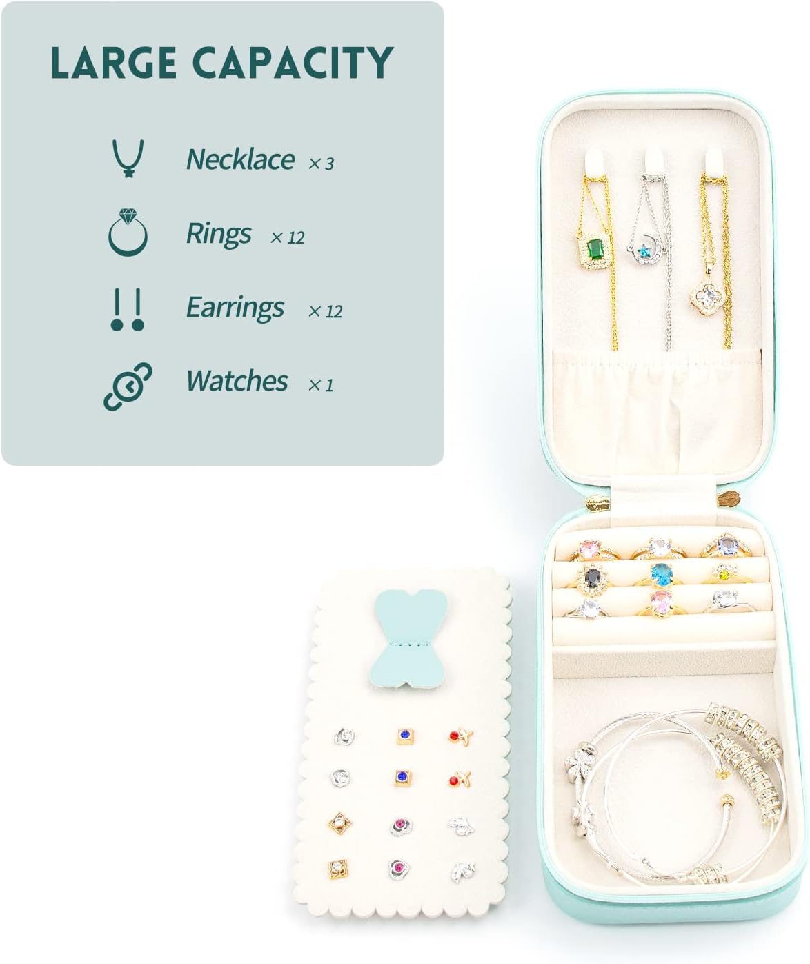 Small Travel Jewelry Organizers Box for Women with PU Leather Portable | Mini Jewelry Case with Compartments for Necklace Rings Earrings,Luxury Giftable Boxes Gifts