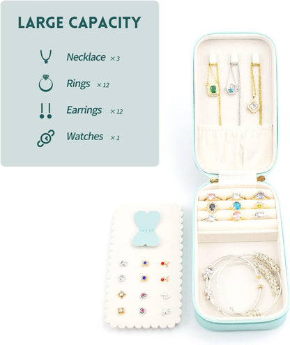 Small Travel Jewelry Organizers Box for Women with PU Leather Portable | Mini Jewelry Case with Compartments for Necklace Rings Earrings,Luxury Giftable Boxes Gifts