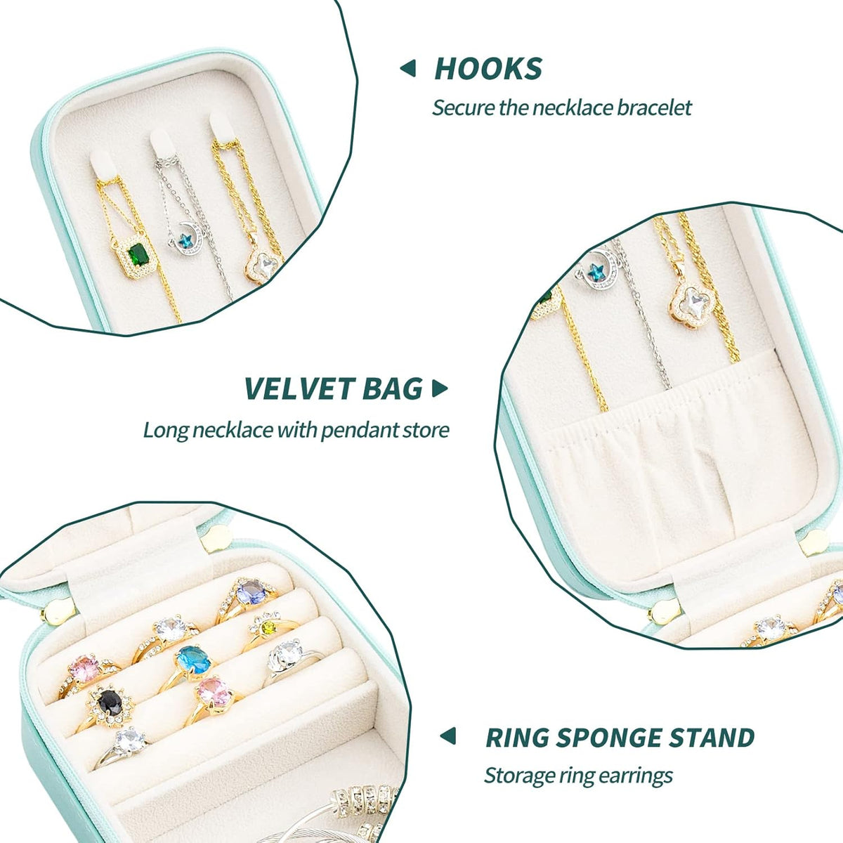 Small Travel Jewelry Organizers Box for Women with PU Leather Portable | Mini Jewelry Case with Compartments for Necklace Rings Earrings,Luxury Giftable Boxes Gifts