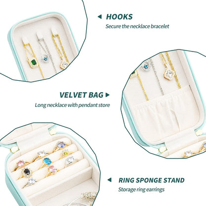 Small Travel Jewelry Organizers Box for Women with PU Leather Portable | Mini Jewelry Case with Compartments for Necklace Rings Earrings,Luxury Giftable Boxes Gifts