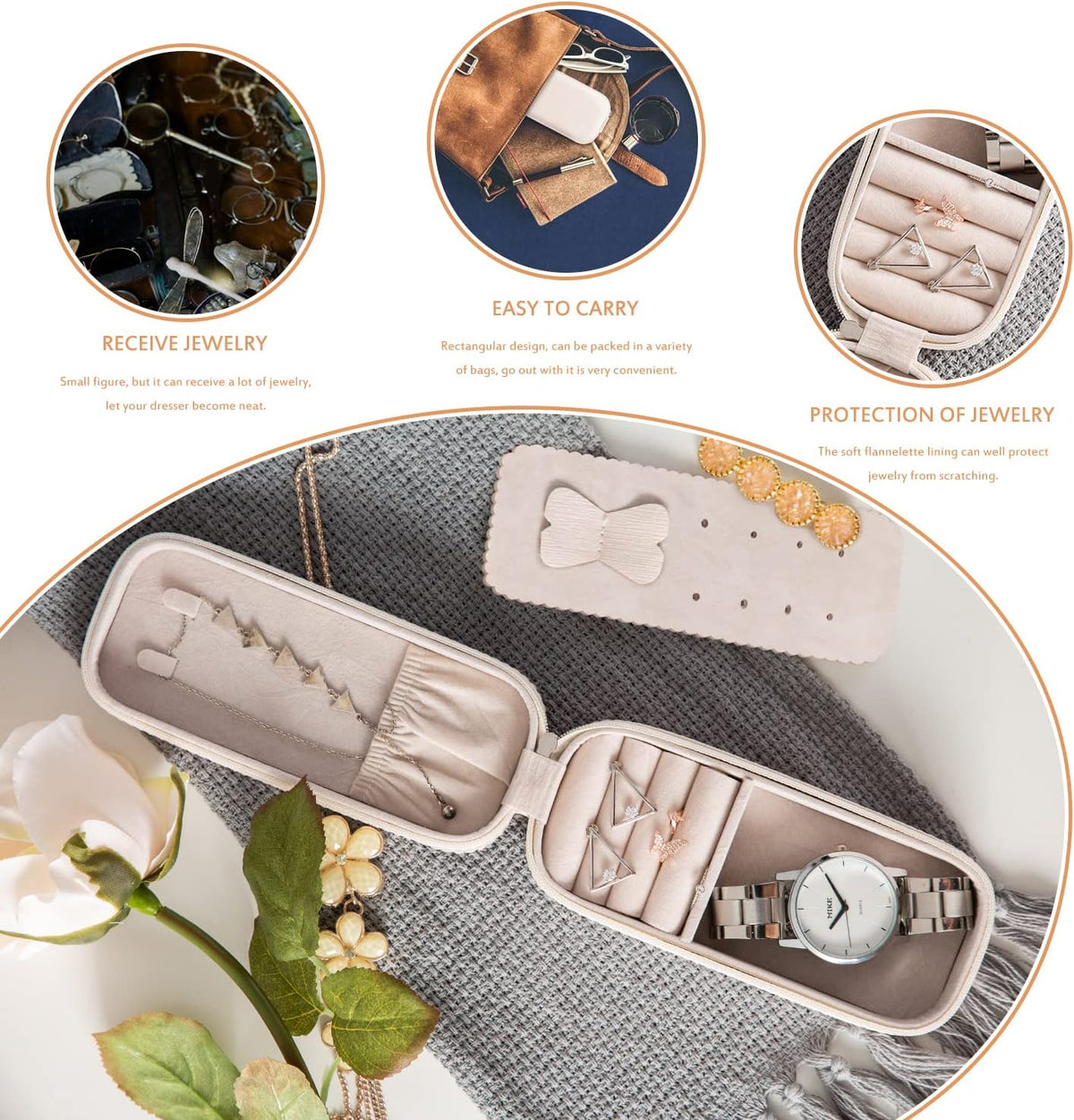 Small Travel Jewelry Organizers Box for Women with PU Leather Portable | Mini Jewelry Case with Compartments for Necklace Rings Earrings,Luxury Giftable Boxes Gifts