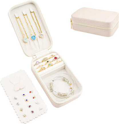 Small Travel Jewelry Organizers Box for Women with PU Leather Portable | Mini Jewelry Case with Compartments for Necklace Rings Earrings,Luxury Giftable Boxes Gifts