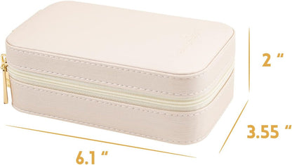 Small Travel Jewelry Organizers Box for Women with PU Leather Portable | Mini Jewelry Case with Compartments for Necklace Rings Earrings,Luxury Giftable Boxes Gifts