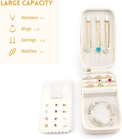 Small Travel Jewelry Organizers Box for Women with PU Leather Portable | Mini Jewelry Case with Compartments for Necklace Rings Earrings,Luxury Giftable Boxes Gifts