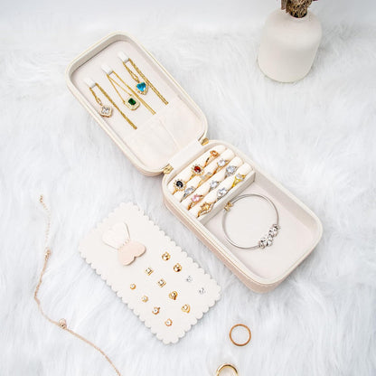 Small Travel Jewelry Organizers Box for Women with PU Leather Portable | Mini Jewelry Case with Compartments for Necklace Rings Earrings,Luxury Giftable Boxes Gifts