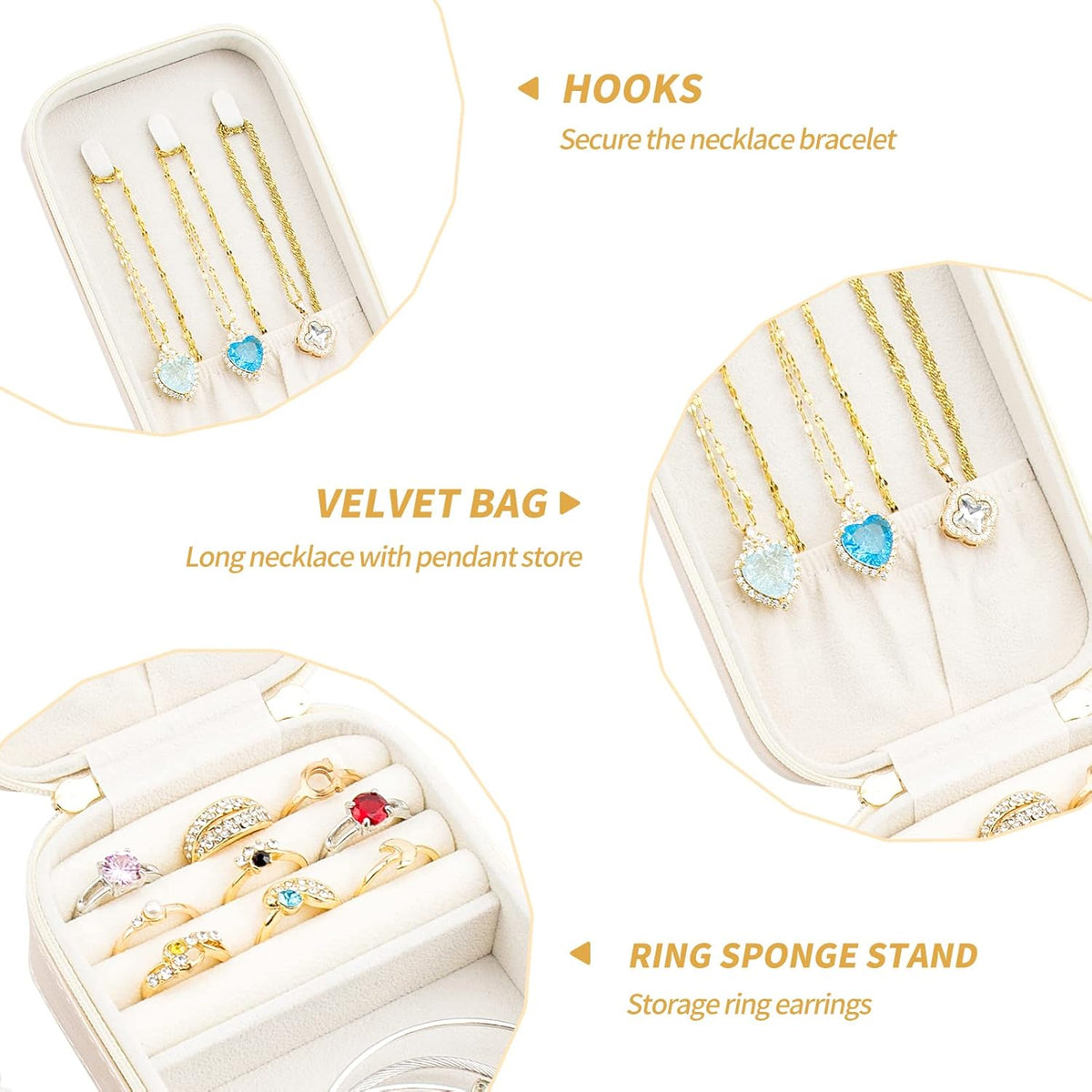 Small Travel Jewelry Organizers Box for Women with PU Leather Portable | Mini Jewelry Case with Compartments for Necklace Rings Earrings,Luxury Giftable Boxes Gifts