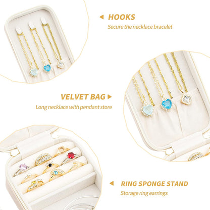 Small Travel Jewelry Organizers Box for Women with PU Leather Portable | Mini Jewelry Case with Compartments for Necklace Rings Earrings,Luxury Giftable Boxes Gifts