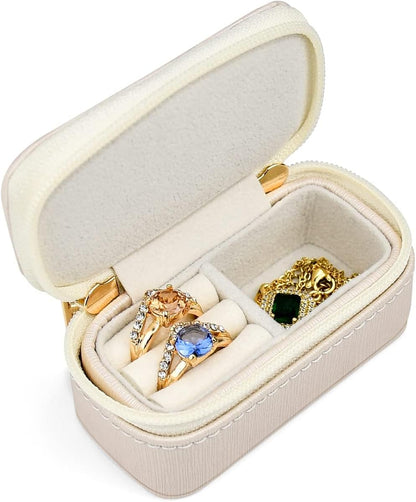 Small Travel Jewelry Organizers Box for Women with PU Leather Portable | Mini Jewelry Case with Compartments for Necklace Rings Earrings,Luxury Giftable Boxes Gifts