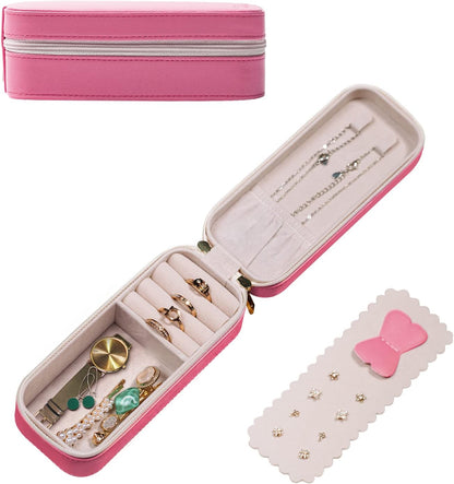 Small Travel Jewelry Organizers Box for Women with PU Leather Portable | Mini Jewelry Case with Compartments for Necklace Rings Earrings,Luxury Giftable Boxes Gifts