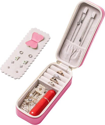 Small Travel Jewelry Organizers Box for Women with PU Leather Portable | Mini Jewelry Case with Compartments for Necklace Rings Earrings,Luxury Giftable Boxes Gifts
