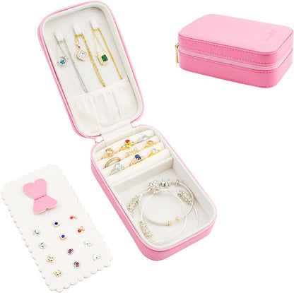 Small Travel Jewelry Organizers Box for Women with PU Leather Portable | Mini Jewelry Case with Compartments for Necklace Rings Earrings,Luxury Giftable Boxes Gifts