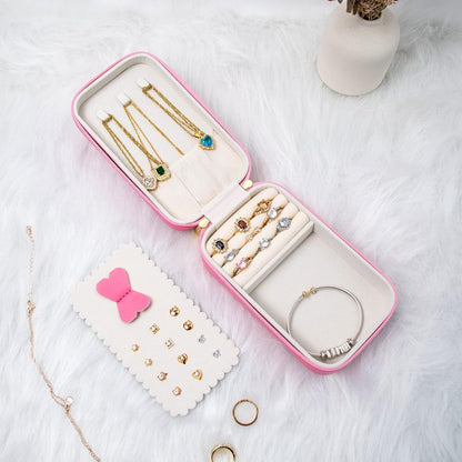 Small Travel Jewelry Organizers Box for Women with PU Leather Portable | Mini Jewelry Case with Compartments for Necklace Rings Earrings,Luxury Giftable Boxes Gifts