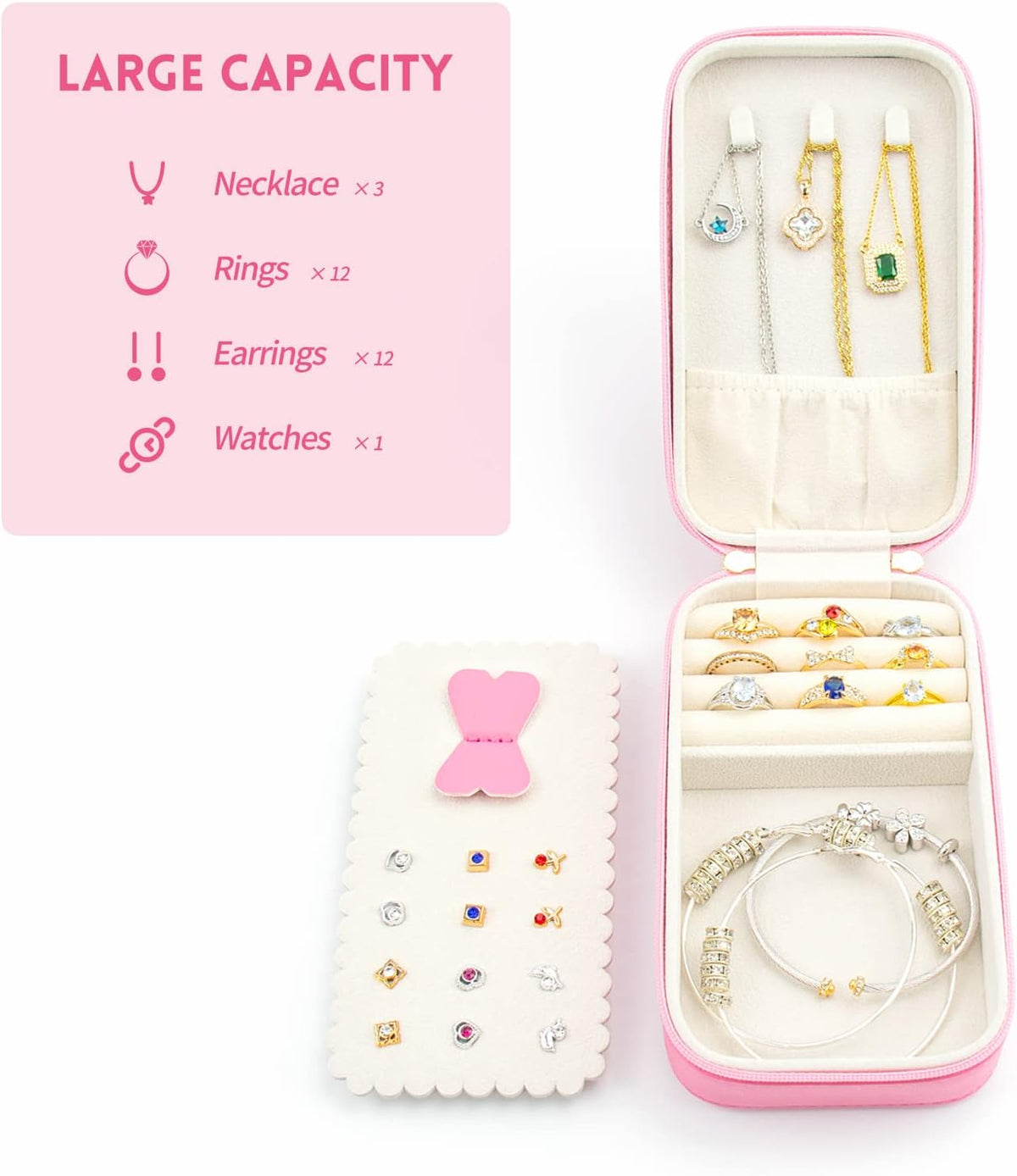 Small Travel Jewelry Organizers Box for Women with PU Leather Portable | Mini Jewelry Case with Compartments for Necklace Rings Earrings,Luxury Giftable Boxes Gifts