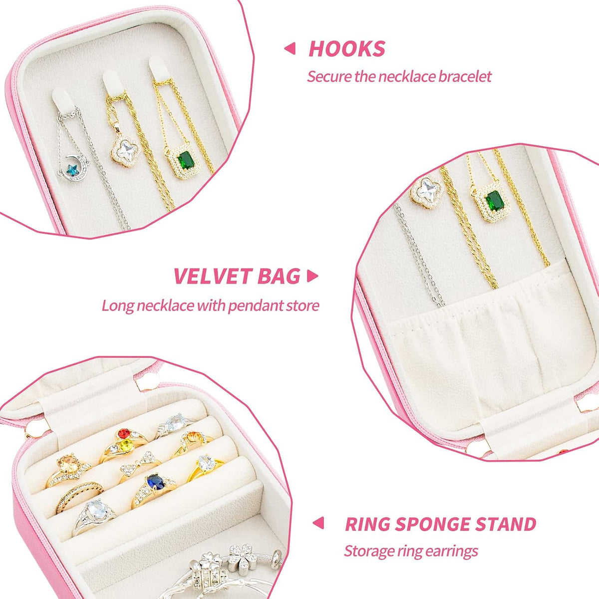 Small Travel Jewelry Organizers Box for Women with PU Leather Portable | Mini Jewelry Case with Compartments for Necklace Rings Earrings,Luxury Giftable Boxes Gifts