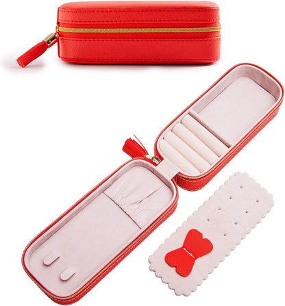 Small Travel Jewelry Organizers Box for Women with PU Leather Portable | Mini Jewelry Case with Compartments for Necklace Rings Earrings,Luxury Giftable Boxes Gifts