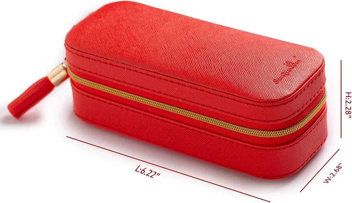 Small Travel Jewelry Organizers Box for Women with PU Leather Portable | Mini Jewelry Case with Compartments for Necklace Rings Earrings,Luxury Giftable Boxes Gifts