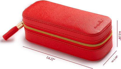 Small Travel Jewelry Organizers Box for Women with PU Leather Portable | Mini Jewelry Case with Compartments for Necklace Rings Earrings,Luxury Giftable Boxes Gifts