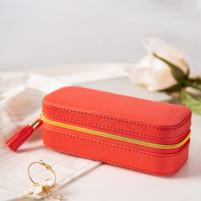Small Travel Jewelry Organizers Box for Women with PU Leather Portable | Mini Jewelry Case with Compartments for Necklace Rings Earrings,Luxury Giftable Boxes Gifts