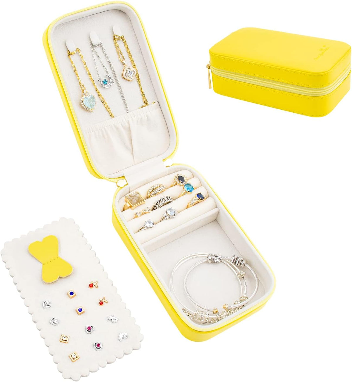 Small Travel Jewelry Organizers Box for Women with PU Leather Portable | Mini Jewelry Case with Compartments for Necklace Rings Earrings,Luxury Giftable Boxes Gifts