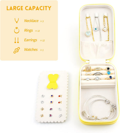Small Travel Jewelry Organizers Box for Women with PU Leather Portable | Mini Jewelry Case with Compartments for Necklace Rings Earrings,Luxury Giftable Boxes Gifts