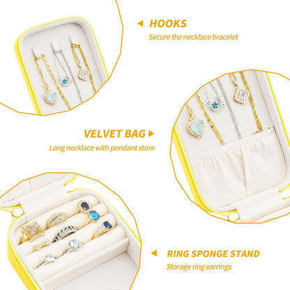Small Travel Jewelry Organizers Box for Women with PU Leather Portable | Mini Jewelry Case with Compartments for Necklace Rings Earrings,Luxury Giftable Boxes Gifts