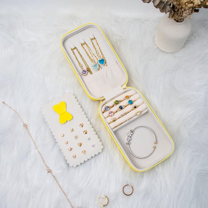 Small Travel Jewelry Organizers Box for Women with PU Leather Portable | Mini Jewelry Case with Compartments for Necklace Rings Earrings,Luxury Giftable Boxes Gifts