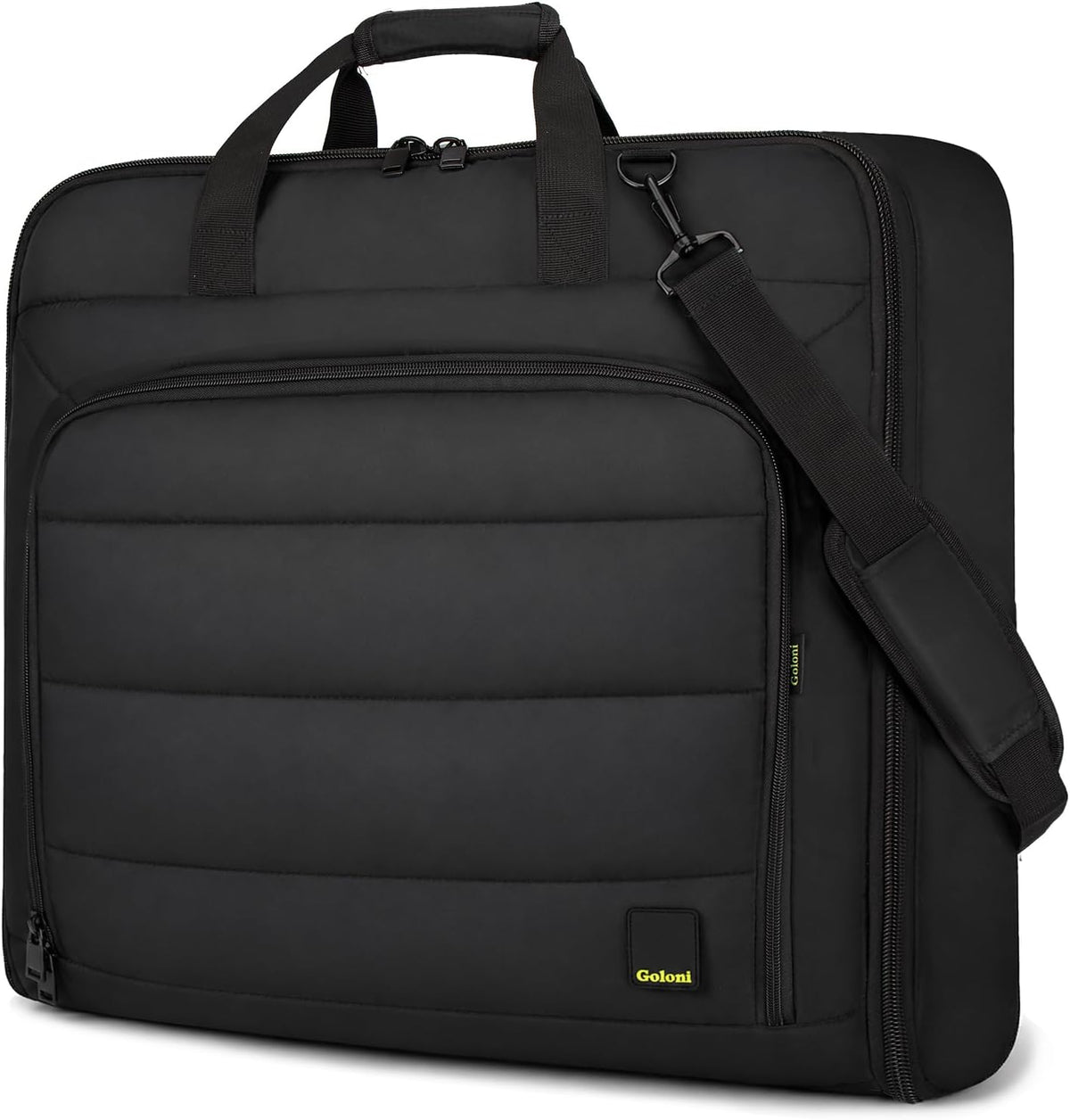 Travel Garment Bag for Women,Lightweight Puffy Carry on Garment Bag for Hanging Clothes,44.7'' Waterproof Travel Suit Bag with Shoulder Strap,2 in 1 Foldable Duffle Bag,Black