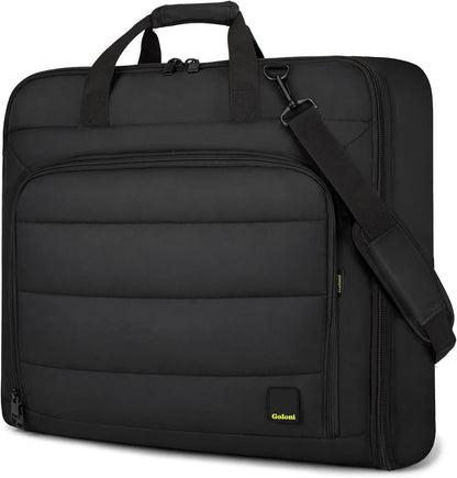 Travel Garment Bag for Women,Lightweight Puffy Carry on Garment Bag for Hanging Clothes,44.7'' Waterproof Travel Suit Bag with Shoulder Strap,2 in 1 Foldable Duffle Bag,Black