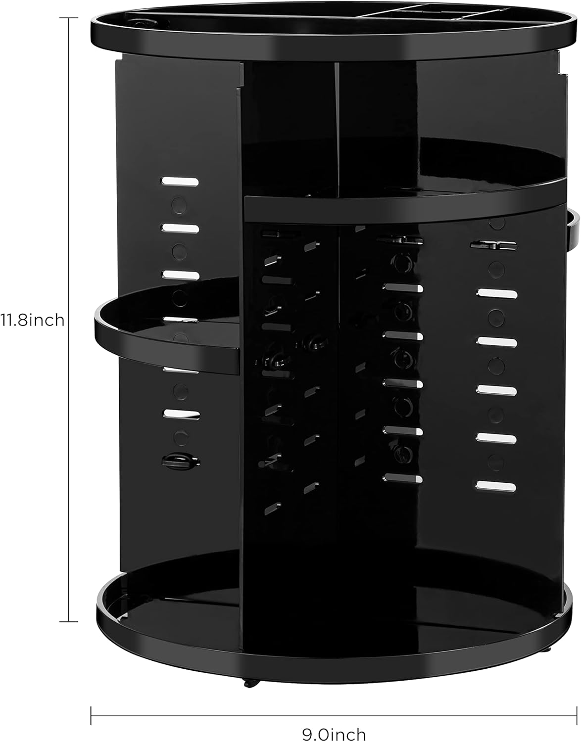 360 Rotating Makeup Organizer Adjustable Carousel Large Capacity Revolving Perfume Organizer Skincare Organizers Cosmetic Storage Spinning Holder for Vanity, Black
