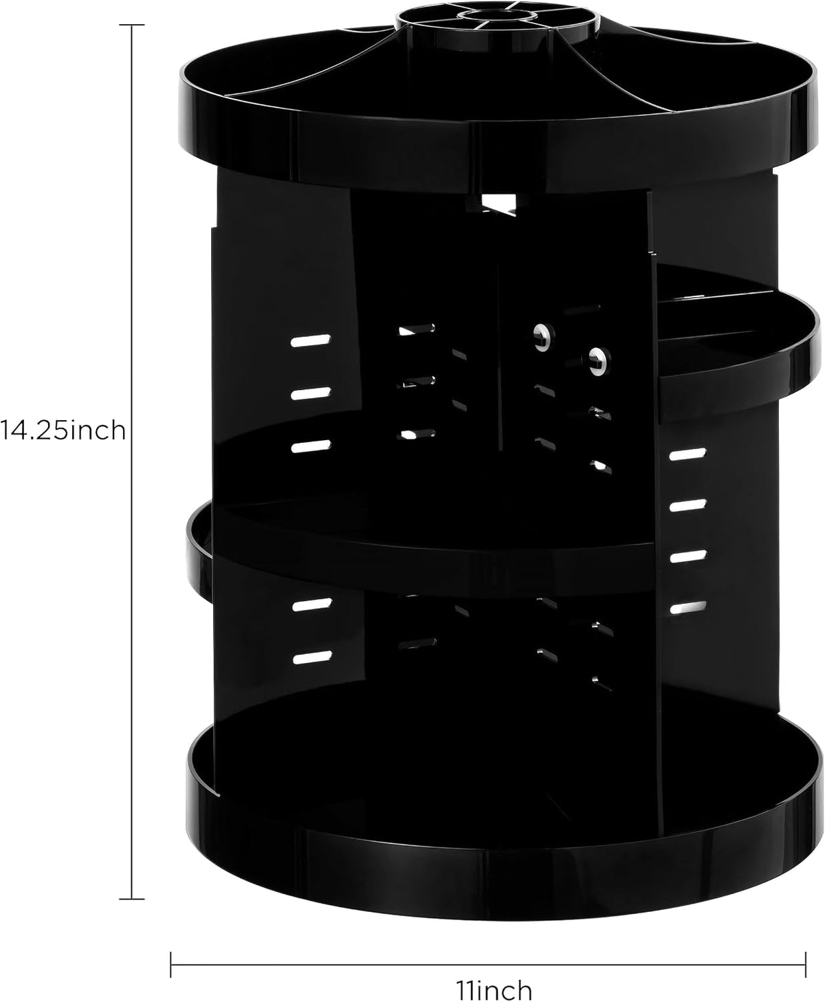 360 Rotating Makeup Organizer Adjustable Carousel Large Capacity Revolving Perfume Organizer Skincare Organizers Cosmetic Storage Spinning Holder for Vanity, Black
