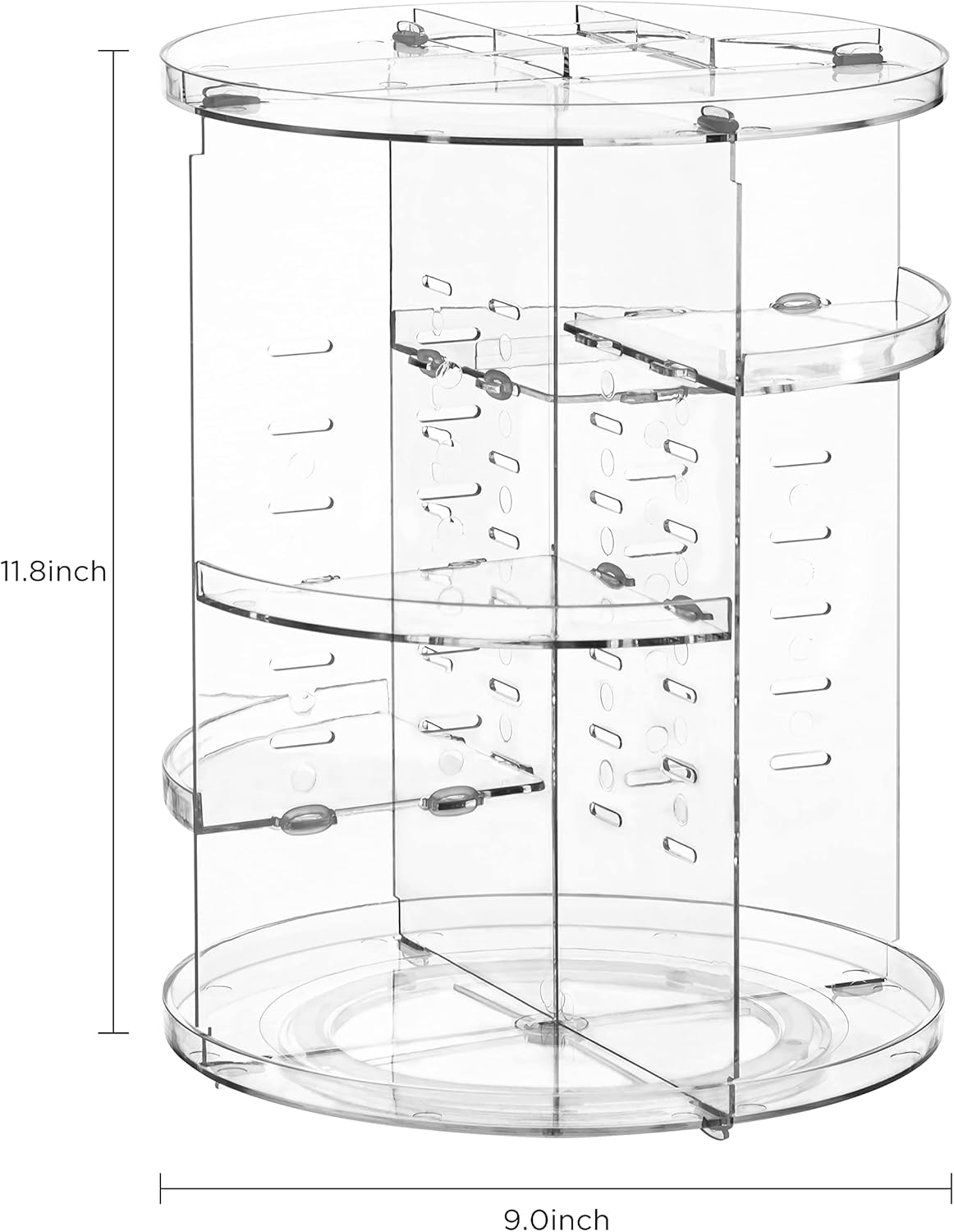 360 Rotating Makeup Organizer Adjustable Carousel Large Capacity Revolving Perfume Organizer Skincare Organizers Cosmetic Storage Spinning Holder for Vanity, Black