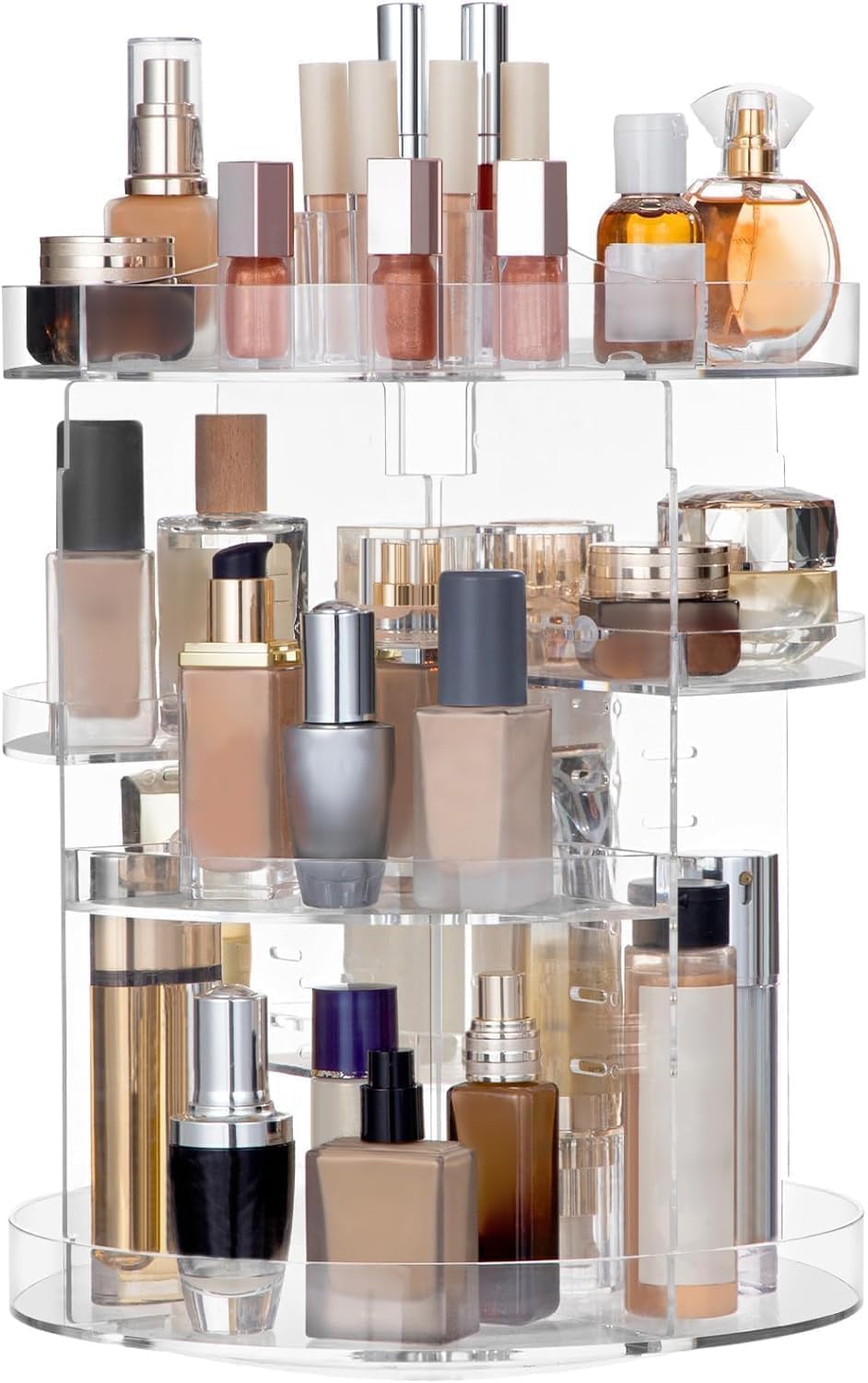 360 Rotating Makeup Organizer Adjustable Carousel Large Capacity Revolving Perfume Organizer Skincare Organizers Cosmetic Storage Spinning Holder for Vanity, Black