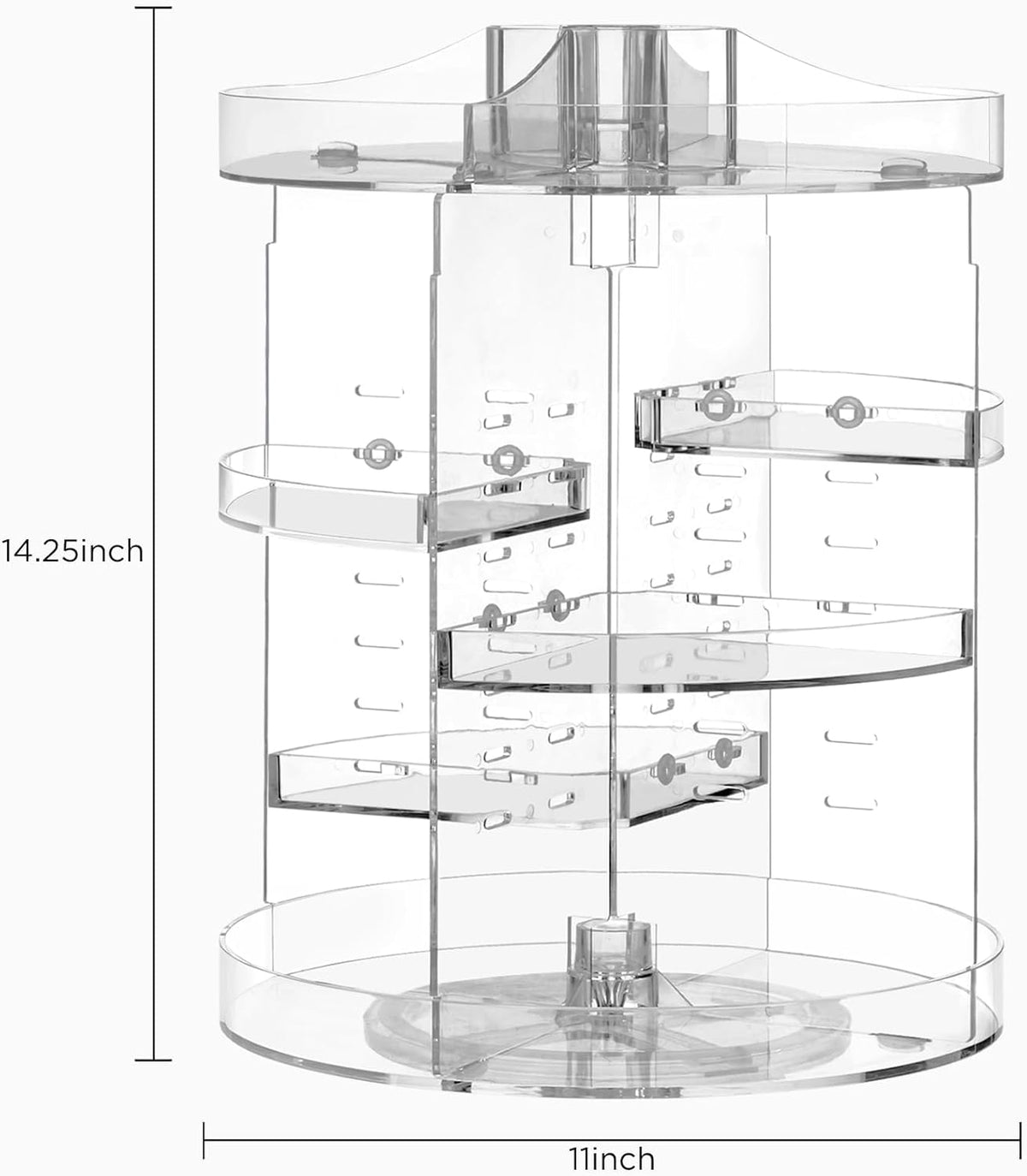 360 Rotating Makeup Organizer Adjustable Carousel Large Capacity Revolving Perfume Organizer Skincare Organizers Cosmetic Storage Spinning Holder for Vanity, Black