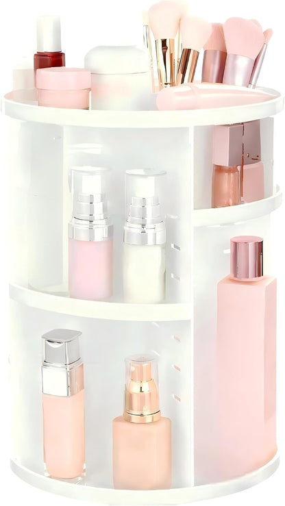 360 Rotating Makeup Organizer Adjustable Carousel Large Capacity Revolving Perfume Organizer Skincare Organizers Cosmetic Storage Spinning Holder for Vanity, Black