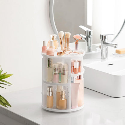 360 Rotating Makeup Organizer Adjustable Carousel Large Capacity Revolving Perfume Organizer Skincare Organizers Cosmetic Storage Spinning Holder for Vanity, Black