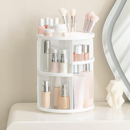 360 Rotating Makeup Organizer Adjustable Carousel Large Capacity Revolving Perfume Organizer Skincare Organizers Cosmetic Storage Spinning Holder for Vanity, Black