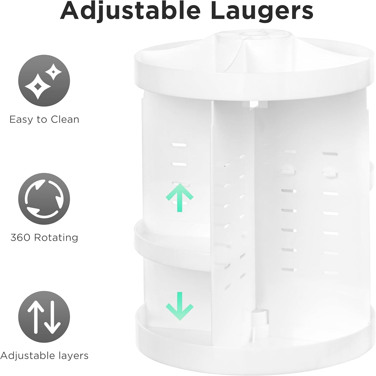 360 Rotating Makeup Organizer Adjustable Carousel Large Capacity Revolving Perfume Organizer Skincare Organizers Cosmetic Storage Spinning Holder for Vanity, Black